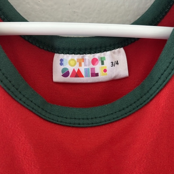 Dot Dot Smile Red Green Ringer Toddler Twirl Dress Size 3/4T - Picture 3 of 5